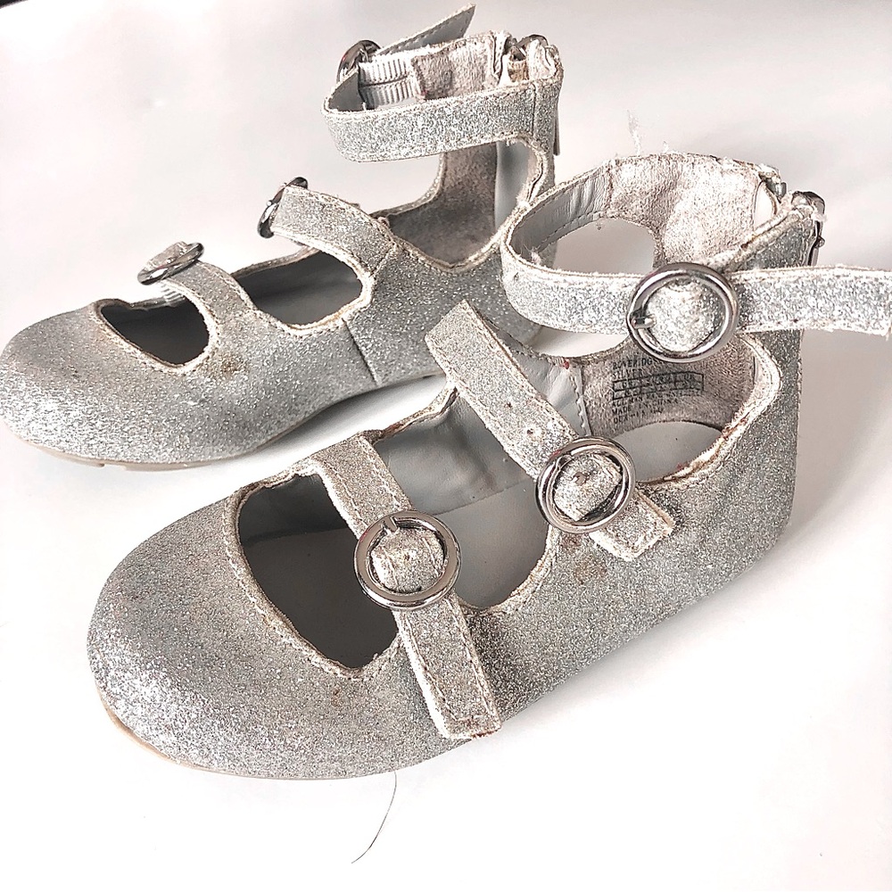 Silver glitter gladiator sandals